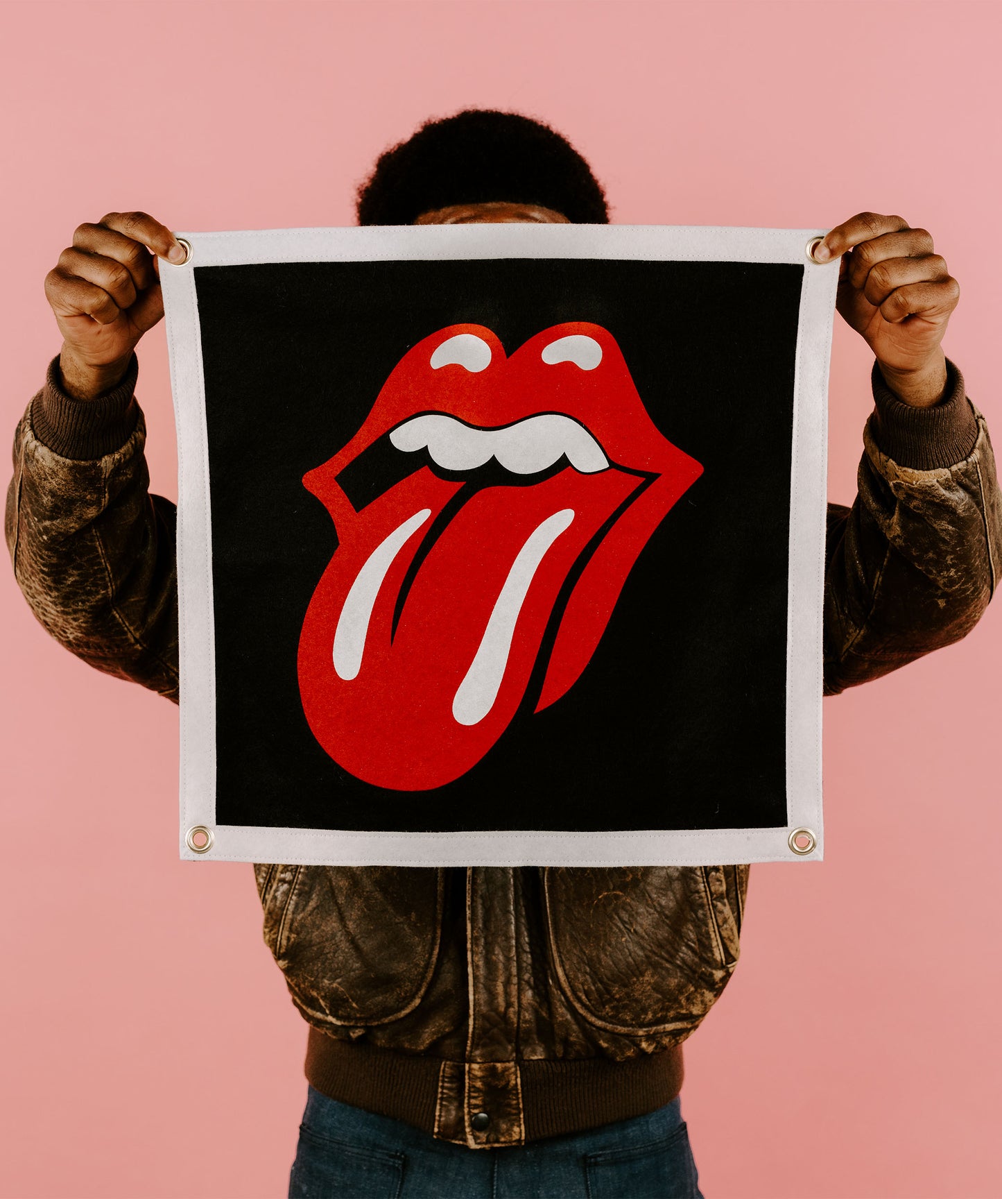 Lips Black Camp Flag • The Rolling Stones x Oxford Pennant