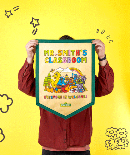Personalized Everyone is Welcome Camp Flag  • Sesame Street x Oxford Pennant