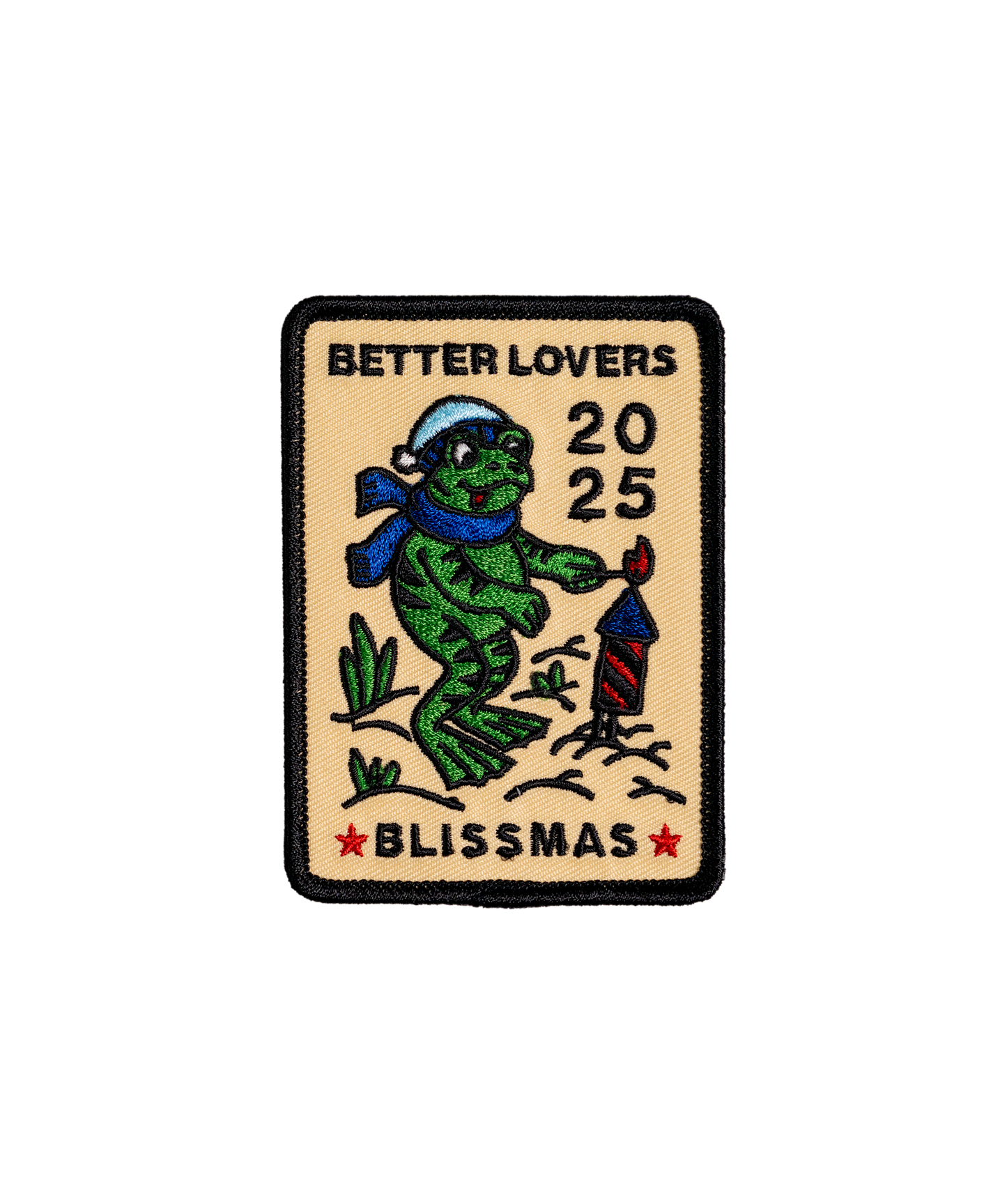 Better Lovers Blissmas 2025 Frog Embroidered Patch • Better Lovers x Oxford Pennant