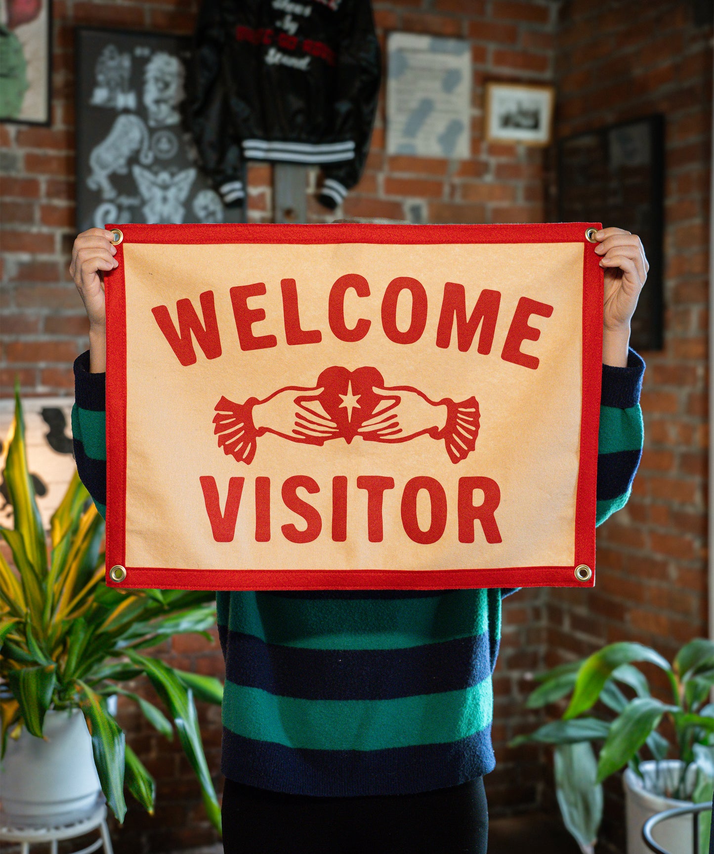 Welcome Visitor Camp Flag • John Moreland x Oxford Pennant