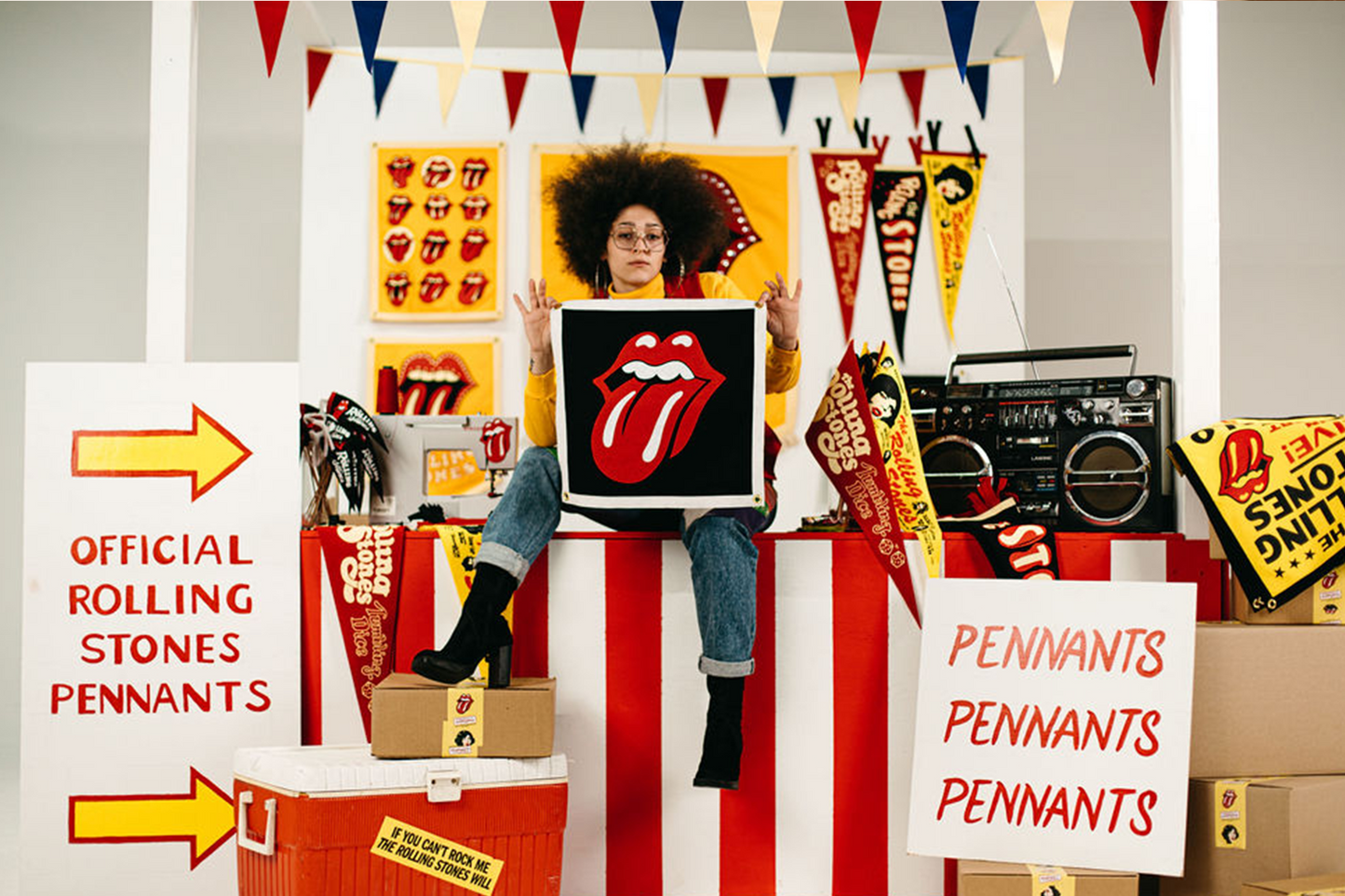 Lips Black Camp Flag • The Rolling Stones x Oxford Pennant