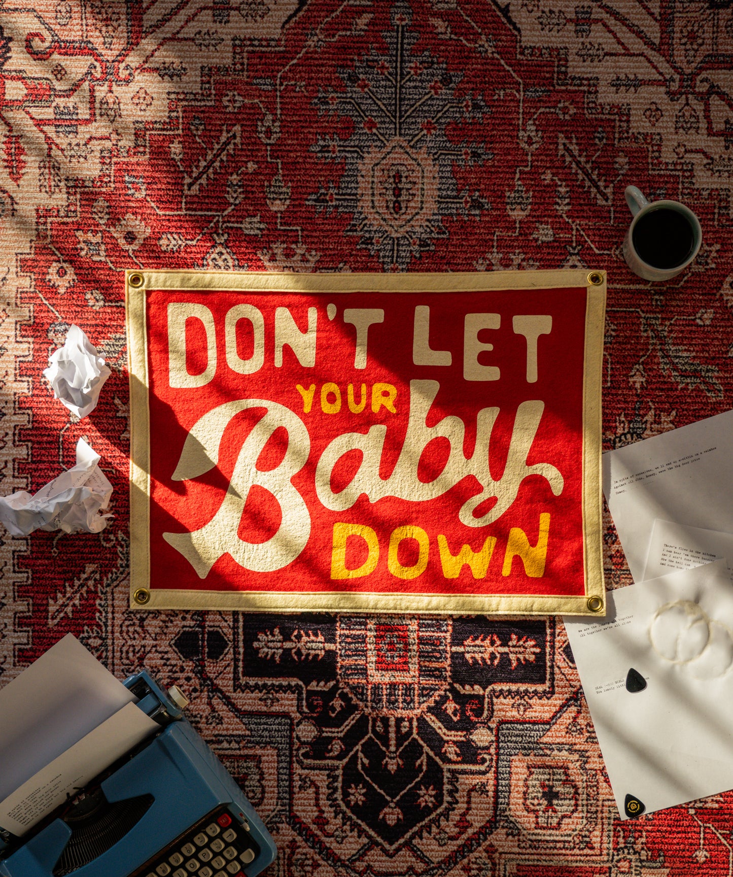 Don't Let Your Baby Down Camp Flag • John Prine x Oxford Pennant