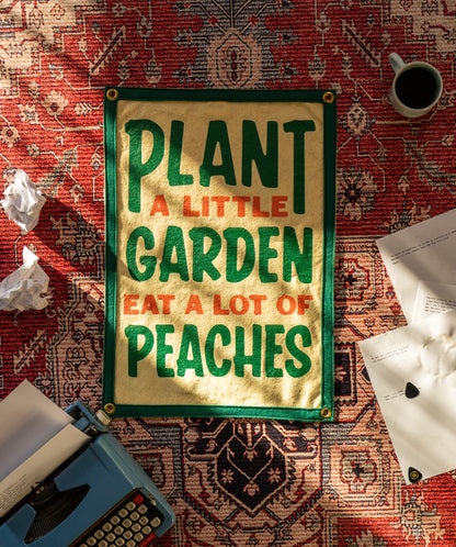 Plant A Little Garden Eat A Lot Of Peaches Camp Flag • John Prine x Oxford Pennant