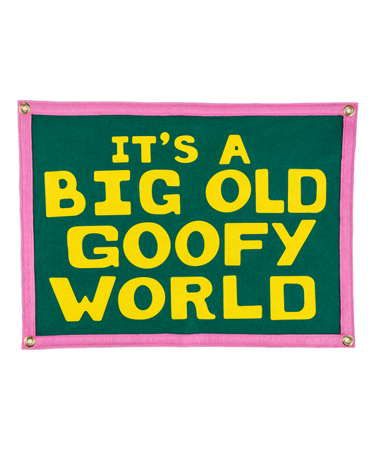 PRESALE:  It's A Big Old Goofy World Camp Flag • John Prine x Oxford Pennant