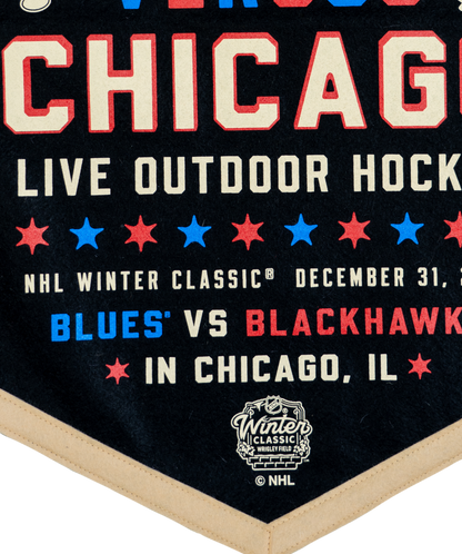 NHL Winter Classic® St Louis Blues Versus Chicago Blackhawks Camp Flag • NHL x Oxford Pennant