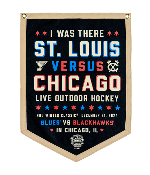 NHL Winter Classic® St Louis Blues Versus Chicago Blackhawks Camp Flag • NHL x Oxford Pennant