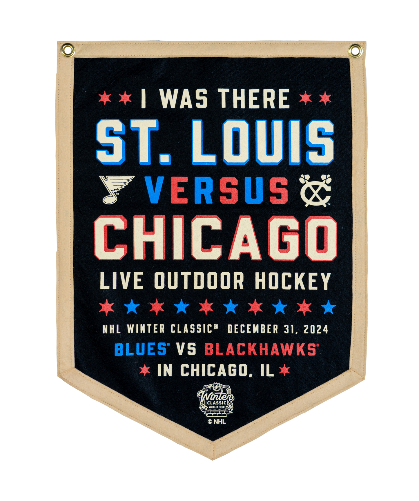 NHL Winter Classic® St Louis Blues Versus Chicago Blackhawks Camp Flag • NHL x Oxford Pennant