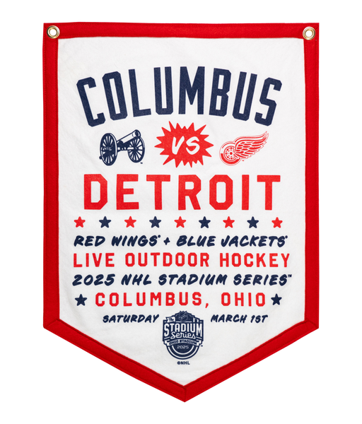 NHL Stadium Series™ Columbus Blue Jackets versus Detroit Red Wings Camp Flag • NHL x Oxford Pennant