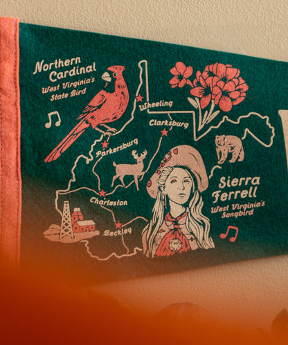 Take Me Back To West Virginia Where My True Love Is Waitin' Pennant  • Sierra Ferrell x Oxford Pennant