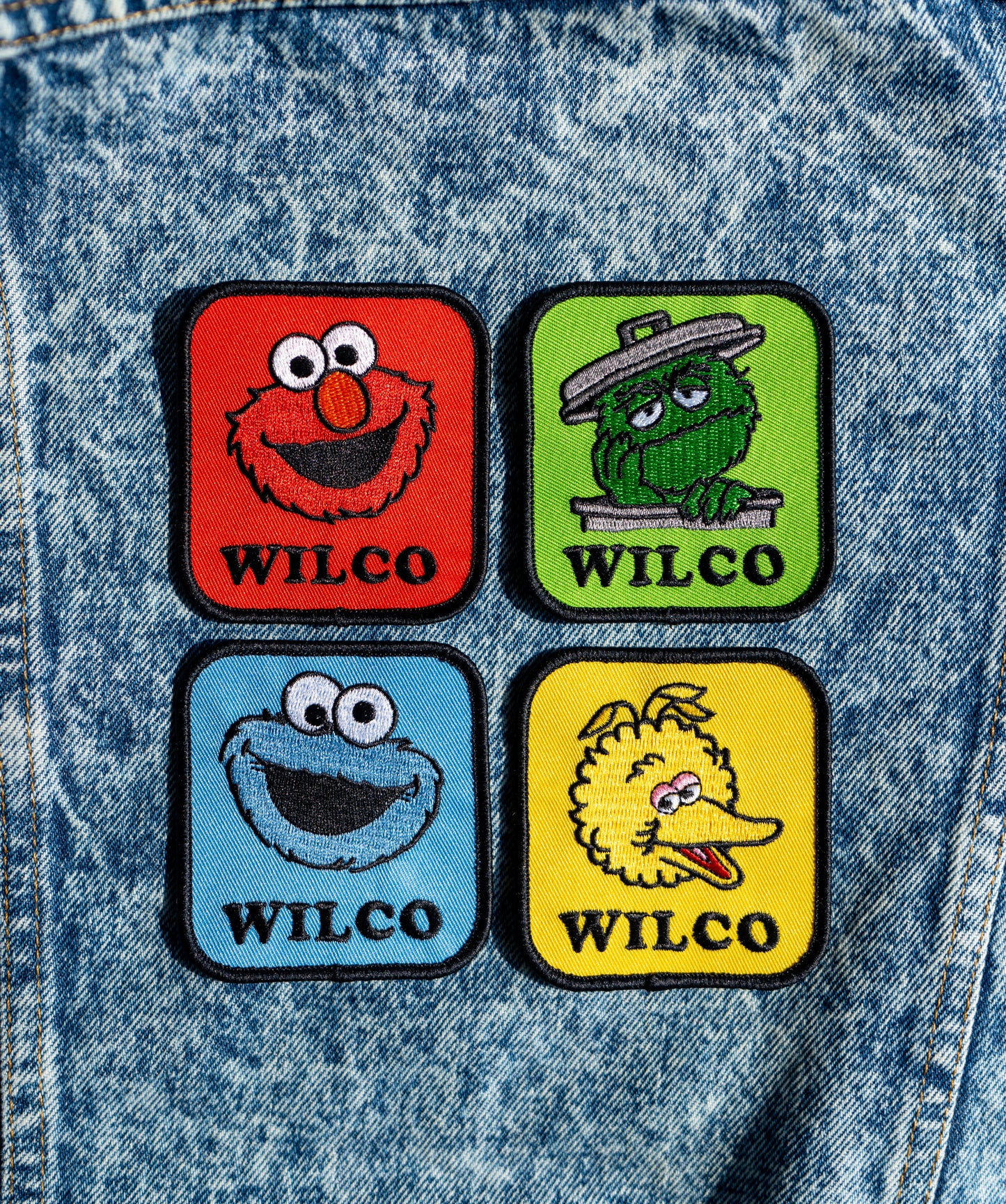 Sesame Street x Wilco Embroidered Patch Pack • Wilco x Sesame Street x Oxford Pennant