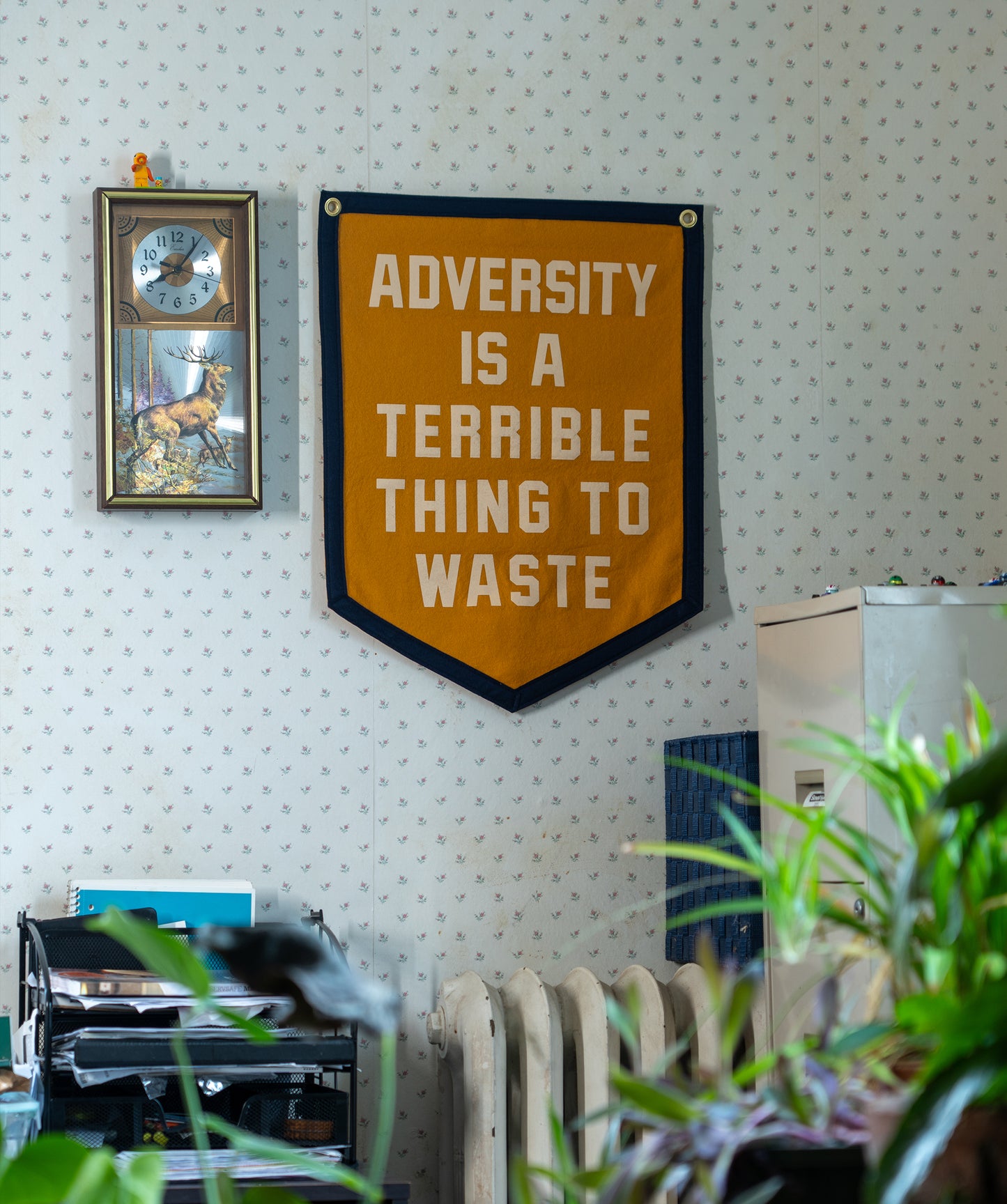 Adversity Is A Terrible Thing To Waste Camp Flag • Unreasonable Hospitality x Oxford Pennant
