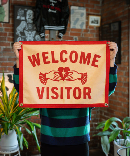 PRESALE: Welcome Visitor Camp Flag • John Moreland x Oxford Pennant