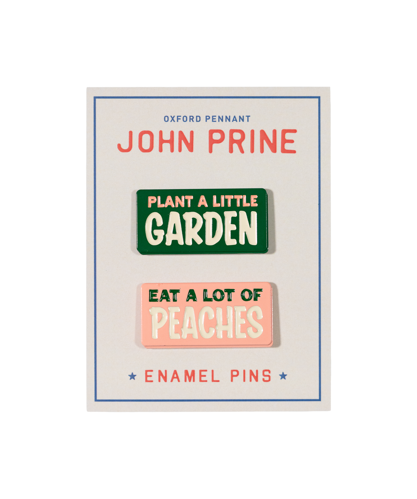 Plant A Little Garden Eat A Lot Of Peaches Enamel Pin Set • John Prine x Oxford Pennant