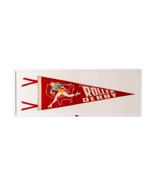 Vintage Roller Derby Framed Pennant