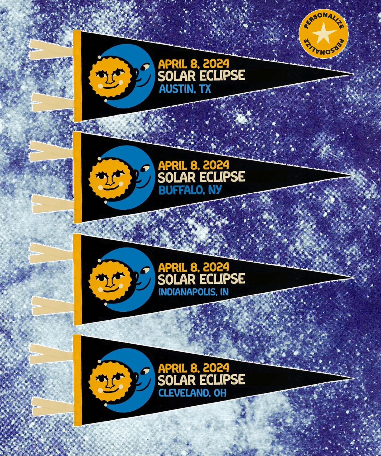 Total Solar Eclipse Personalized City Pennant