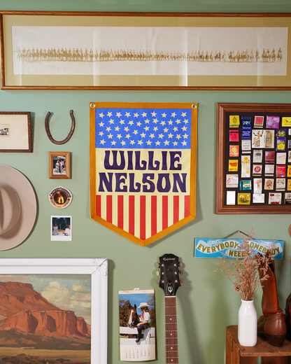 Stars and Stripes Willie Nelson Camp Flag • Willie Nelson x Oxford Pennant
