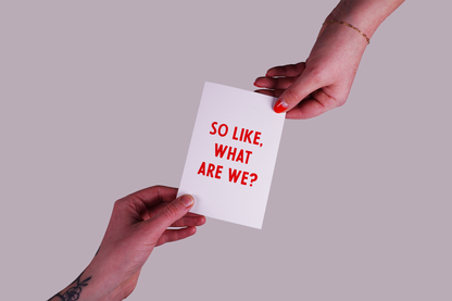 So Like, What Are We? Greeting Card & Matching Mini Pennant